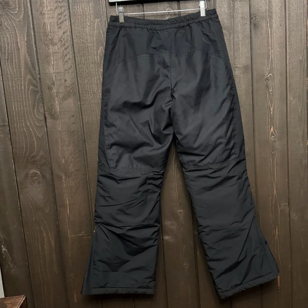 Lands End Kids Ski Snow Board Pants Sz 16 Grow-A-Longs Insulated Black Nylon